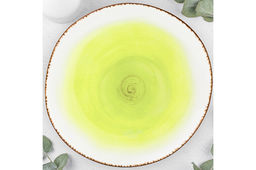 Тарелка обеденная Elan Gallery Кантри фарфор зеленая 26.5×26.5×2.5 см