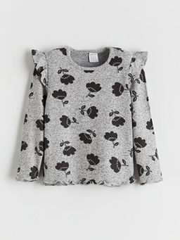 Bisiklet Yaka ?i?ekli K?z Bebek Ti??rt ve Tayt 2li Tak?m