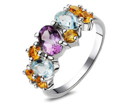 Кольцо, аметист , топаз , цитрин, Милан