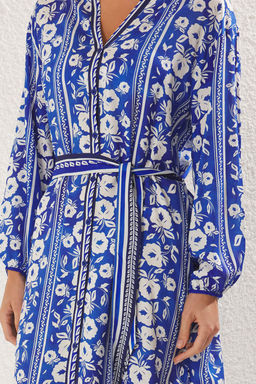 Cicek Desenli Dokuma Plaj Midi Elbise TBESS25EL00012 - Trendyolmilla фото 3