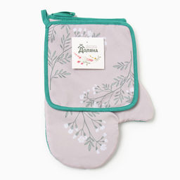 Набор кух. Доляна Live is good: варежка 20х28 см, прихватка 17х17 см, 35% хл, 65% пэ  фото 6