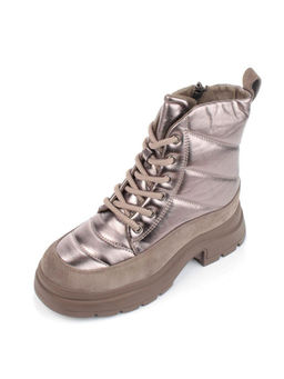 04-A117-4M BROWN Ботинки зимние женские (натуральная замша, натуральная кожа, натуральная шерсть)