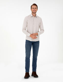 Bej Slim Fit Uzun Kollu G_mlek