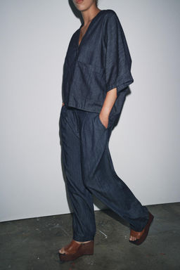 ZARA WOMAN COLLECTION RELAXED DENIM SHIRT