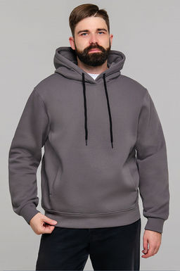 Арт. 69303 Толстовка мужская с начесом 48-58 (6 шт) Цвет:серый - Идеал фото 2