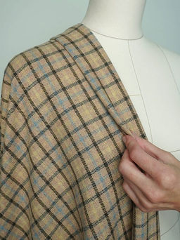 Шерсть пальтово-костюмная Твид Клетка цв.песочный, ш.1.5м, шерсть-20%, п/э-80%, 340гр/м.кв - Купава фото 4