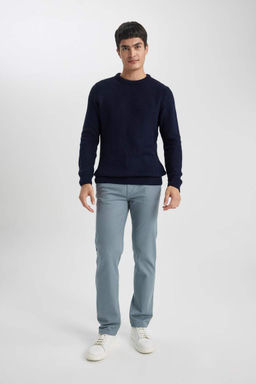 Брюки-чиносы прямого кроя из габардина с карманом на молнии и парусиновой тканью стандартного кроя - Defacto фото 7