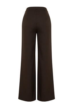 Kahverengi Wide Leg/Genis Paca Pilili Dokuma Kumas Pantolon TWOAW22PL0475 Palazzo
