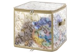 Кофр складной для хранения 30*30*30 см Узор на серебре на молнии, пластик.