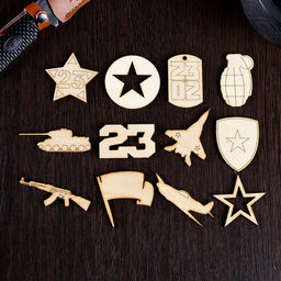 Цена за 2 шт. Набор для творчества 23 февраля (12 шт) в пакетике, 4,5х4,5 см