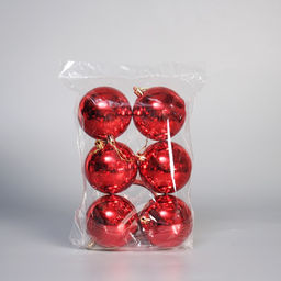 Ёлочные игрушки Винтажный глянец, шары новогодние, набор 6 шт., d=8 см, красный - Зимнее волшебство фото 2