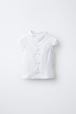 CAMISA RAYAS APLIQUE ALAMARES / Blanco / Negro