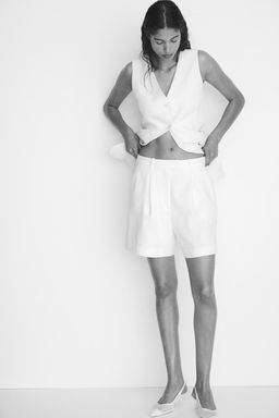 Pantalon corto en mezcla de lino