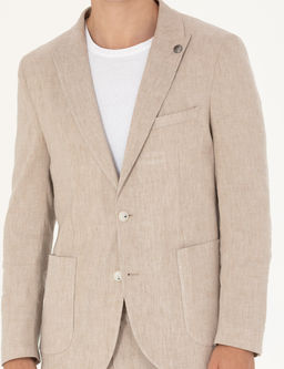 A__k Kahverengi Ekstra Slim Fit Keten Kar___ml_ Tak_m Elbise