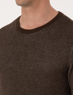 Kahverengi Slim Fit Pamuk Kar___ml_ Bisiklet Yaka Triko Kazak - Cacharel фото 7