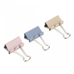 Зажим для бумаги 32мм металл, цвет - цветные, набор 24 штук, в пластиковой банке д9,8см h6,2см (Китай)