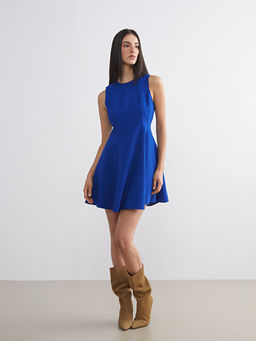 Bisiklet Yaka Belden Oturtmal? Mini Elbise