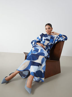 Bisiklet Yaka Desenli Elbise