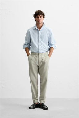 TEXTURED PLEATED TROUSERS - Zara фото 19