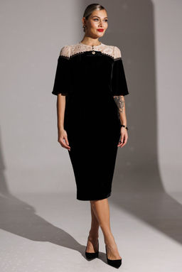 Платье Мода Юрс 25-2874 черный_бежевый