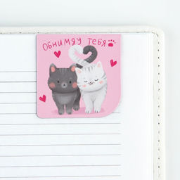 Цена за 4 шт. Магнитные закладки 2 шт, 4х4см, на подложке «Котики»