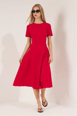 TRENDYOLMILLA Siyah Etegi Belden Ac?lan Midi Dokuma Elbise TWOSS25EL00790  фото 6