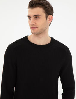 Siyah Slim Fit Bisiklet Yaka Triko Kazak - Pierre cardin фото 2