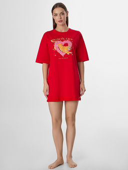 Туника домашняя женская красная с надписью - Mark formelle фото 3