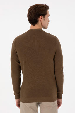 Erkek Slim Fit Bisiklet Yaka Haki Basic Kazak - U.s. polo assn фото 5