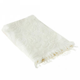 Полотенце махровое "Вензель" 90х180см, хлопок 100%, с бахромой, молочный (Китай)