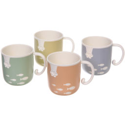 Цена за 3 шт. Кружка пластиковая 300мл "Котик рыболов", микс цветов