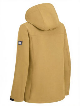 Ветровка женская софтшелл виндстоппер с капюшоном спортивная горчичного цвета 9616_1G