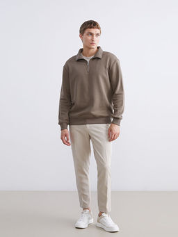 Fermuarl? Dik Yaka Erkek Kal?n Sweatshirt