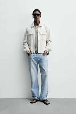 SOBRECAMISA DENIM CREMALLERA / Blanco