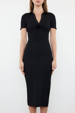 Siyah Y?rtmacl? Triko Elbise TWOSS24EL01004 - Trendyolmilla фото 3