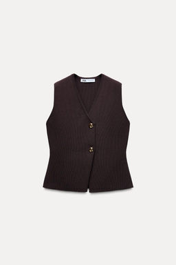 PLAIN KNIT TOP WITH GOLD BUTTON - Zara фото 20