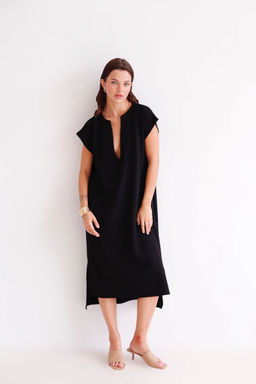 Martichelli Платье чёрное с глубоким вырезом летнее  фото 13