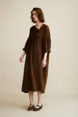 VESTIDO LINO 100% CREATED BY CARAMEL LONDON X ZARA / Chocolate  фото 2