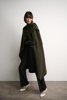 ASYMMETRIC WOOL BLEND CAPE ZW COLLECTION - Zara фото 3