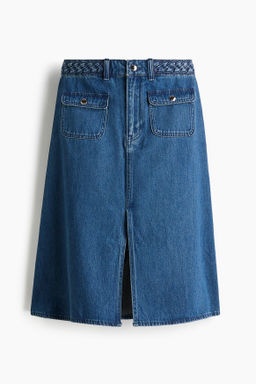 Falda denim con ribete trenzado