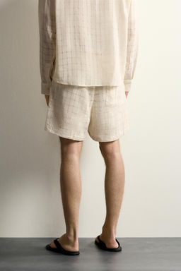 BERMUDA JACQUARD CUADROS LINO - ALGOD?N / Crudo - Zara фото 3