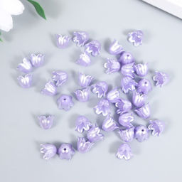 Цена за 2 шт. Бусины для творчества пластик "Цветок ландыша жемчужный" набор 40 шт фиолетовый 1х0,9х0,9 см