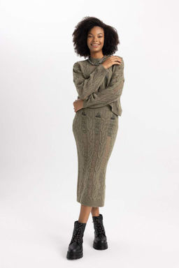 Трикотажная юбка-миди приталенного кроя - Defacto фото 7