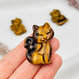 Радуга Самоцветов Фигурка резная Кошка из Тигрового глаза  фото 2