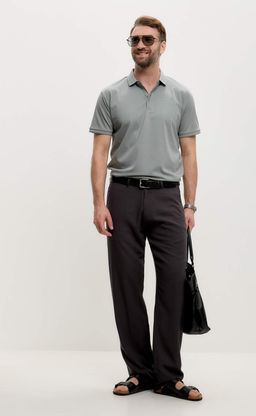 Брюки лен F511-0851 d.grey