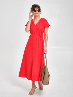 Платье льняное с запахом