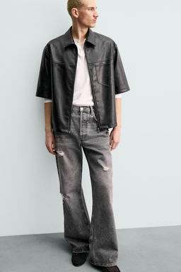 SOBRECAMISA RELAXED FIT EFECTO PIEL / Negro - Zara фото 5