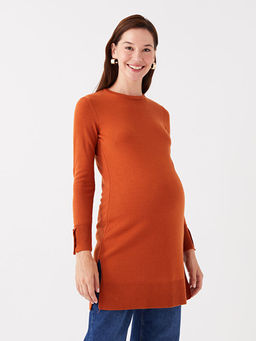 Bisiklet Yaka D?z Uzun Kollu Hamile Triko Tunik