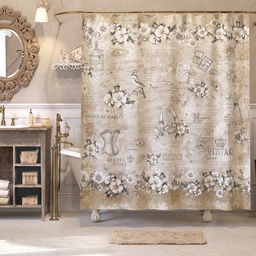 VAL VN-D-1818 Штора для ванной комнаты, полиэстер, 180*180 см, VINTAGE DELUXE, шт