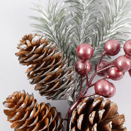 Blumentag VDD-49 Веточка декоративная с ягодами и шишками 6 х 1 шт. 34.5 см 01  фото 4